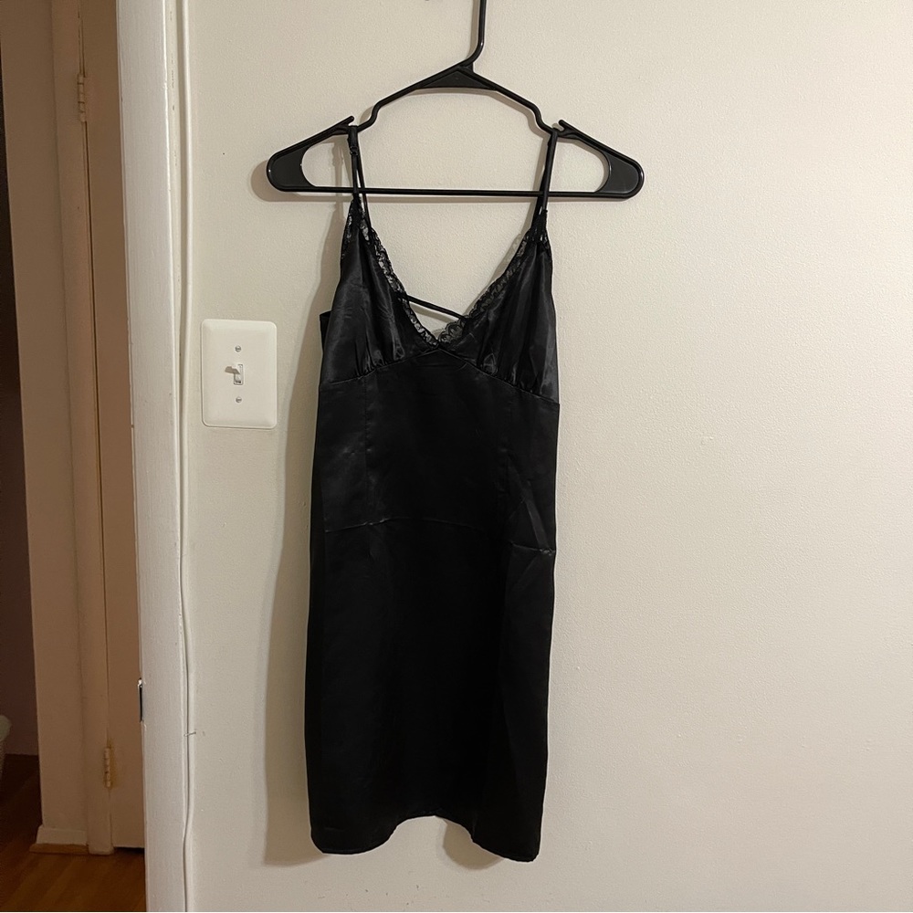 H&M black satin dress